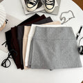 Women's Short Skirt: Tight-Fitting, Hip-Hugging, Gray Athletic-Style A-Line Skirt with Built-in Safety Shorts (Anti-Exposure)