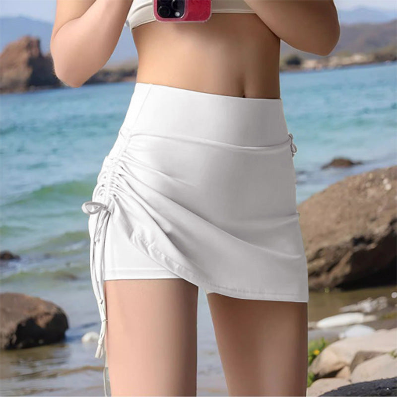 Women's Summer High-Waisted Sports Skirt ¡ª Side Drawstring, Body-Hugging Fit, Slimming Effect ¡ª Versatile for Running, Fitness, Tennis, and Badminton