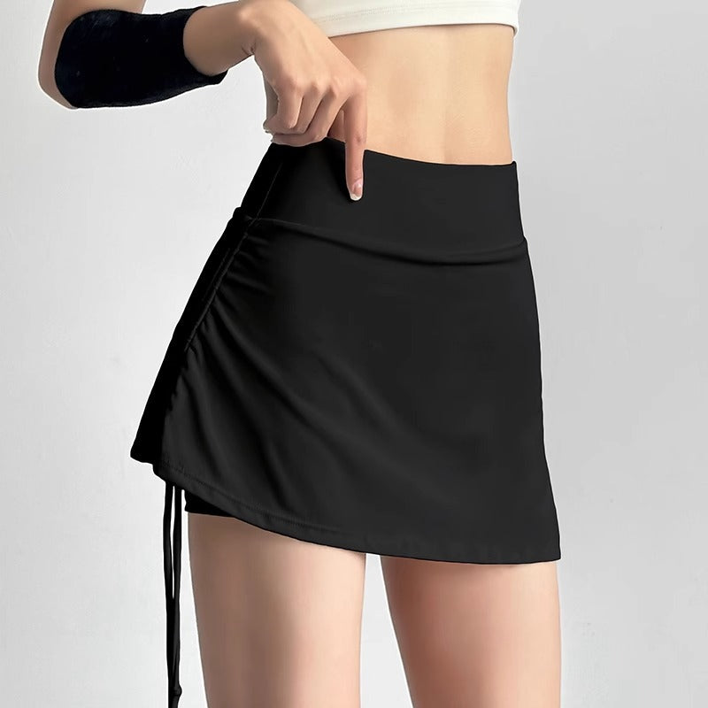 Women's Summer Drawstring Tennis Skirt ¡ª Running & Sports Skort, Pilates & Fitness Skirt, Yoga Shorts/Skirt (Faux Two-Piece Design)