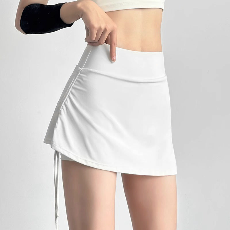 Women's Summer Drawstring Tennis Skirt ¡ª Running & Sports Skort, Pilates & Fitness Skirt, Yoga Shorts