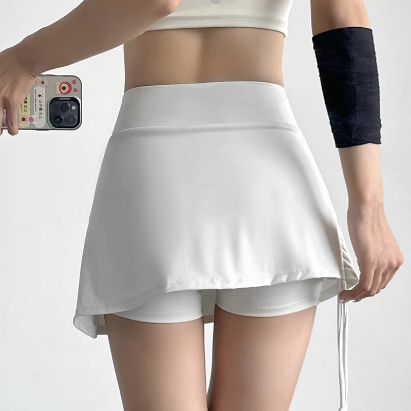 Women's Summer Drawstring Tennis Skirt ¡ª Running & Sports Skort, Pilates & Fitness Skirt, Yoga Shorts