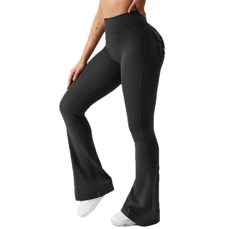 Flared Yoga Pants With Pockets And Stretch Fit