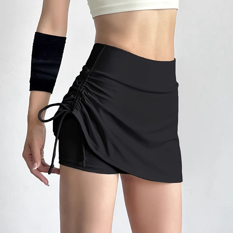 Women's Summer Drawstring Tennis Skirt ¡ª Running & Sports Skort, Pilates & Fitness Skirt, Yoga Shorts/Skirt (Faux Two-Piece Design)