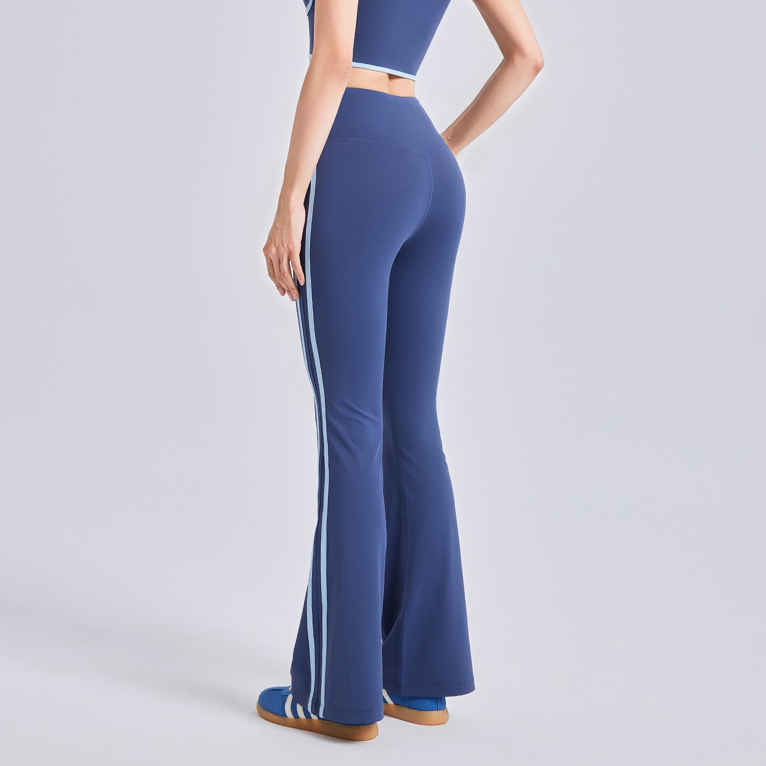 High Waist Striped Yoga Pants With Stretch Fit