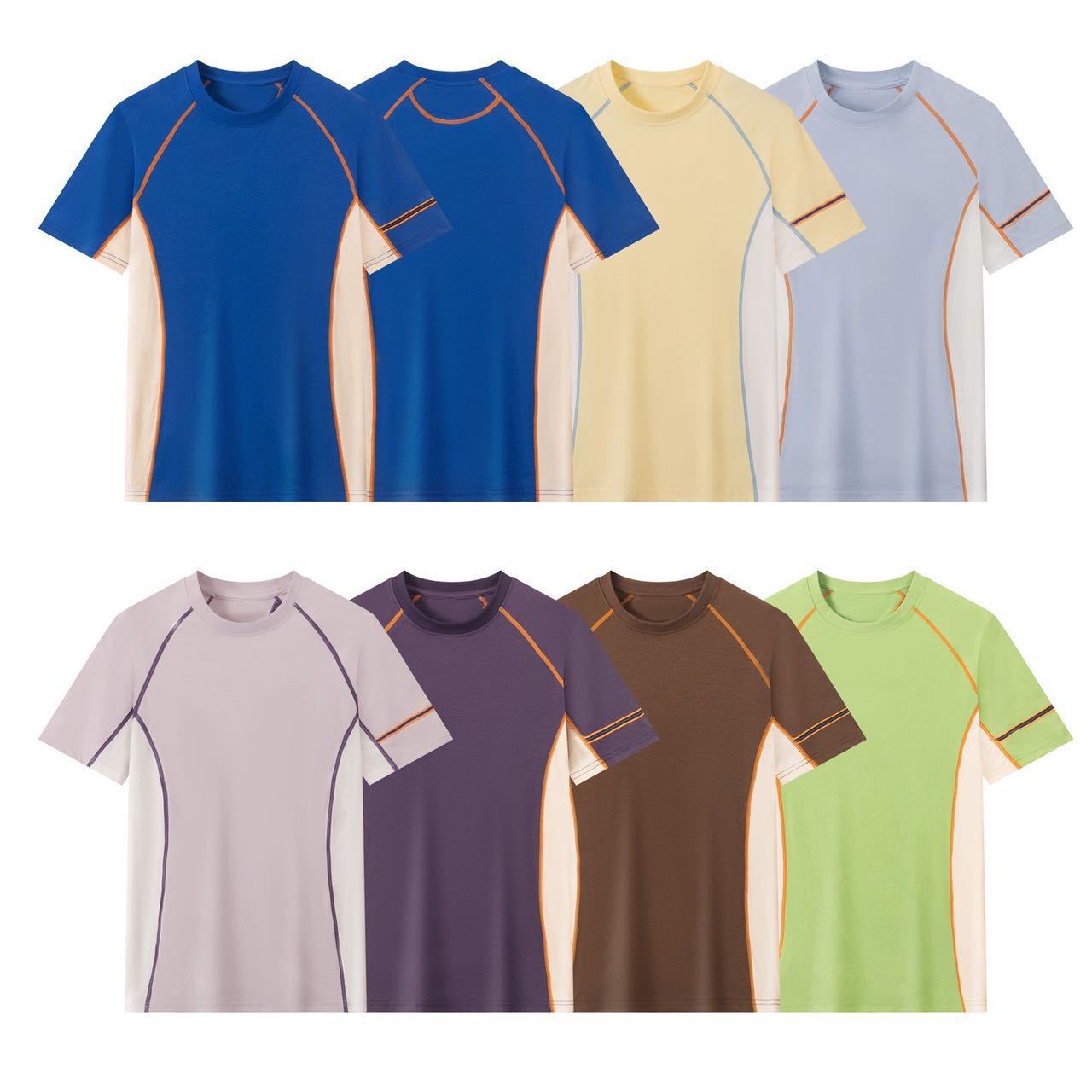 Casual Style | Summer Essential | Unisex | Sun-Protective, Quick-Drying, Moisture-Wicking, & Breathable | Contrast-Color Crew Neck Short-Sleeve T-Shirt
