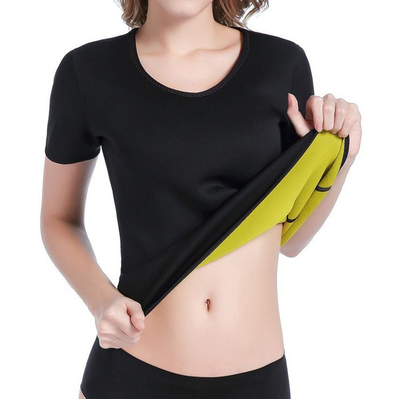 2mm Women's Sweat-Inducing Shapewear ¡ª Long-Sleeve Top for Sports, Running, and Fitness (Short-Sleeve / "Space" Fabric Style)