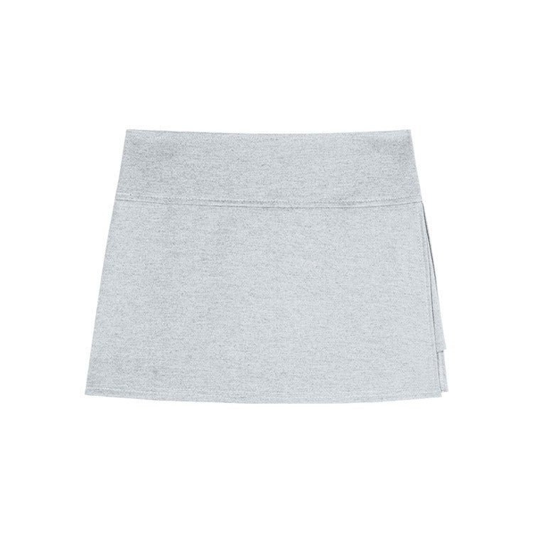 Women's Short Skirt: Tight-Fitting, Hip-Hugging, Gray Athletic-Style A-Line Skirt with Built-in Safety Shorts (Anti-Exposure)