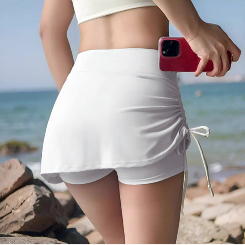 Women's Summer High-Waisted Sports Skirt ¡ª Side Drawstring, Body-Hugging Fit, Slimming Effect ¡ª Versatile for Running, Fitness, Tennis, and Badminton