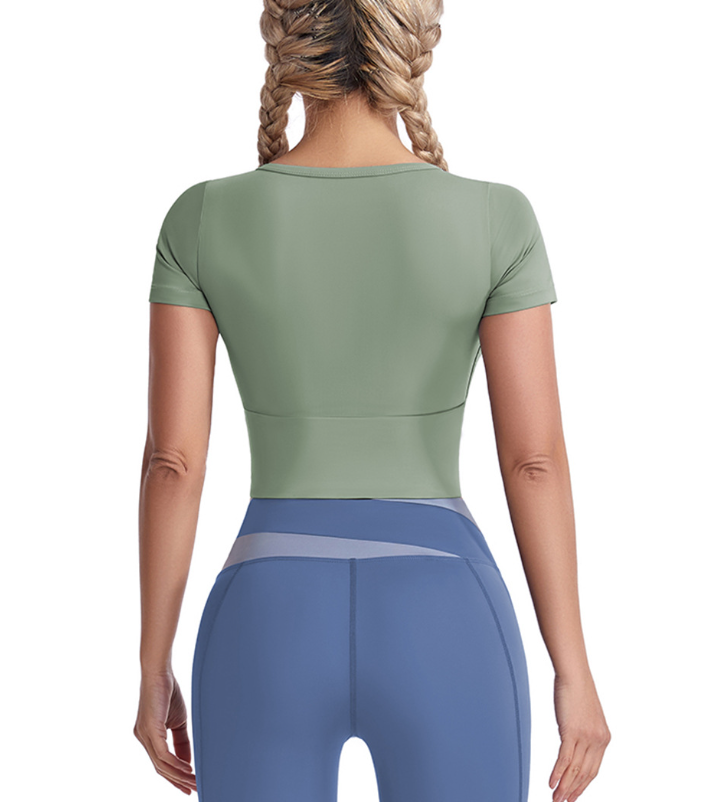 Premium Women's Yoga Wear: Summer High-Intensity Training Crop Top¡ªStylish, Sweat-Inducing Fitness Short-Sleeve T-Shirt