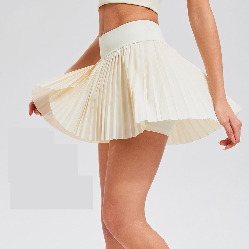 High-Waisted Yoga Skort ¡ª Accordion-Pleated, Anti-Exposure, Quick-Drying ¡ª Ideal for Running, Fitness, & Tennis ¡ª A-Line Mini Skirt